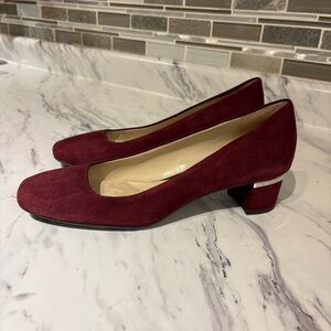 Naturalizer N5 comfort suede pumps silver heel accent leather uppers 7.5